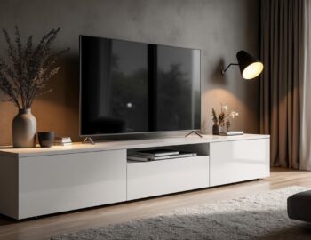 découvrez comment intégrer le meuble tv kikua de 130 cm en blanc brillant dans votre espace. alliant style moderne et fonctionnalité, il s'adapte à tous les intérieurs pour sublimer votre salon tout en offrant un rangement optimal.