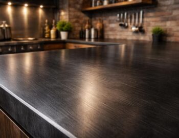 découvrez notre plan de travail noir effet métal, idéal pour apporter un style industriel moderne et élégant à votre cuisine.