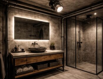 adoptez le style industriel dans votre salle de bain avec nos spots tendance, alliant design usine et ambiance moderne pour une pièce d'eau unique et élégante.